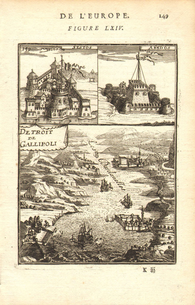 DARDANELLES. Sestos; Abydos; Detroit Gallipoli (Gallipoli Strait). MALLET 1683